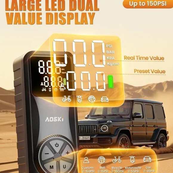 Tire Inflator Portable Air Compressor: 4X Faster 150 PSI Cordless Air Pump - NEW - Picture 6 of 8